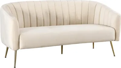Zdjęcie produktu dla Kondela Sofa trzyosobowa Bagy - beżowa (Velvet) / złota