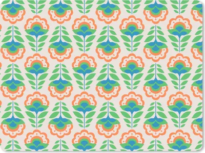 Produktbild von MuchoWow® Mauspad Mousepad Retro - Blumen - Design - Grün - Orange 23x19 cm - Mousepads - Maus Mat - Pad - Mausunterlage - Schreibtischunterlage - Mauspad