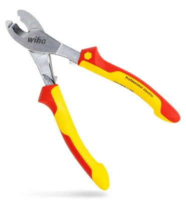 Productafbeelding van Professionele elektrische kabelknipper, 180 mm (rood/geel, met in- en uitschakelbare openingsveer)