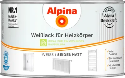 Produktbild von Alpina Heizkörperlack weiß 300 ml weiß seidenmatt