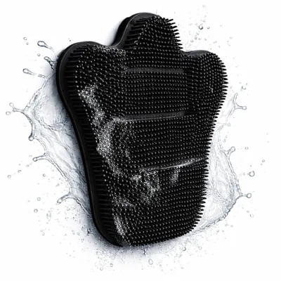Produktbild von Silikon Rückenreiniger für Dusche & Bad – Wandmontage – Rückenschrubber zur Körperreinigung & Massage – hygienisch & rutschfest - Schwarz