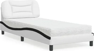 Produktbild von Bett mit Matratze "Hvar" Weiß und Schwarz 90x200 cm Kunstleder