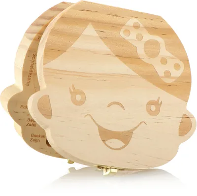 Produktbild von COM-FOUR® Milchzahndose, Zahndose für Milchzähne und die ersten Haare, Zahnbox aus Holz, Milchzahnbox für Mädchen, Zahnfee-Dose