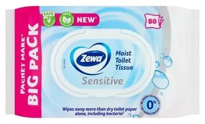 Toaletný papier, vlhčený, 80 ks, ZEWA, sensitive