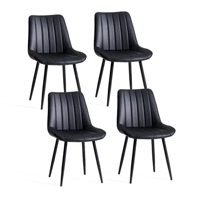 Image de CLIPOP Chaises de salle à manger set de 4 chaises rembourrées, assise rembourrée, pour cuisine, salle à manger, noir