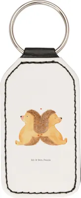 Produktbild von Mr. & Mrs. Panda Schlüsselanhänger Igel händchenhaltend - Weiß - Geschenk, Mit Spruch, schlüsselbund anhänger, Hochzeit, Freund, schlüssel, Große Liebe, Taschenanhänger