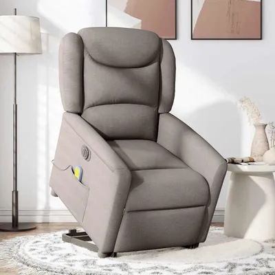 Image de vidaXL Fauteuil de massage électrique avec releveur Taupe Tissu