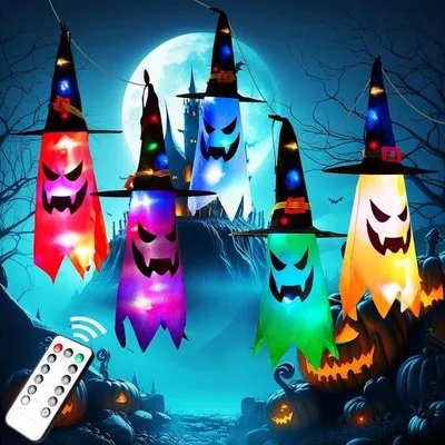 Obrázok produktu pre Halloweenská dekorácia – visiace svietiace duchovia do záhrady