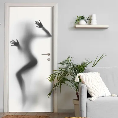 Produktbild von Türtapete selbstklebend | 200 x 90 cm Frau Silouhette Schatten | Tür Aufkleber Poster Türfolie | Einteilig | Wasserfest 3D Türaufkleber Klebefolie Wandtattoo