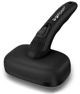 Image de Brosse pour animaux de compagnie, autonettoyante, pour chiens et chats, poils courts et longs, noire