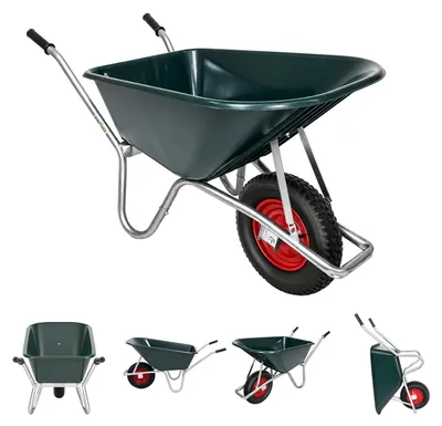Produktbild von Schubkarre 100 L mit Kunststoffmulde bis 250 kg Stahlrahmen Luftrad Gartenschubkarre Bauschubkarre
