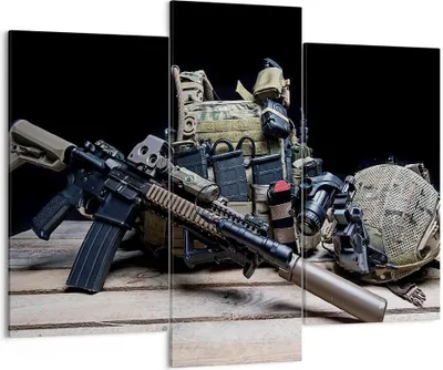 Produktbild von Bild auf Leinwand - Leinwandbild - Militaria Gewehr - 130x100cm - Wand Bild - Wanddeko - Leinwanddruck - Bilder - Kunstdruck - Wanddekoration - Leinwand bilder - Wandkunst - CB130x100-3889