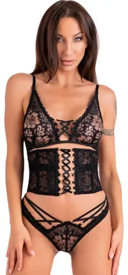 Zdjęcie produktu dla Livco Corsetti Fashion - Cinex Atlantin Lc 90704 Trzyczesciowy Komplet Czarny S/M