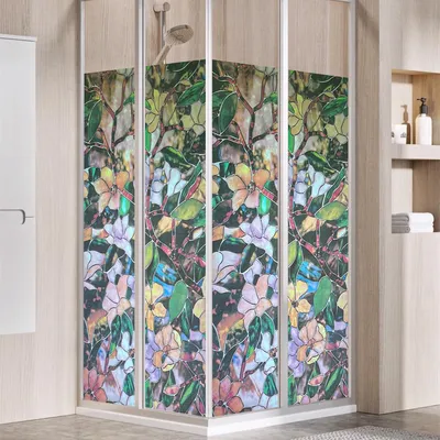 Imagen del producto de Película decorativa para ventanas, tipo vitral, adhesiva, de 44,5 x 200 cm, para el baño