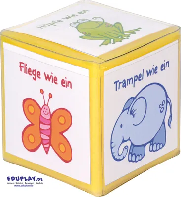 Produktbild von EDUPLAY 120541 Taschenwürfel klein 8 cm, Kunstlederüberzug mit 6 Taschen (ohne Karten), gelb