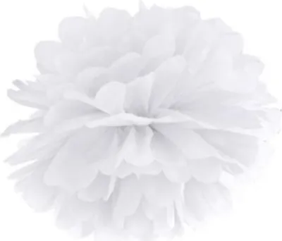 Produktbild von PartyDeco Weißer Papierpompon 25cm Dekoration
