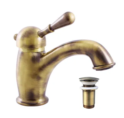 Zdjęcie produktu dla Slezák-RAV Bateria umywalkowa z wylewką click-clack LABE - OLD BRASS L427SM Kolor: stary mosiądz, Wymiar: 3/8''
