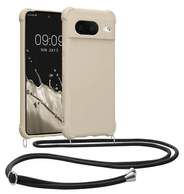 Produktbild von kwmobile Necklace Case kompatibel mit Google Pixel 8 Hülle - Cover mit Kordel zum Umhängen - Silikon Schutzhülle Creme