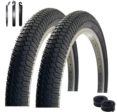 Zdjęcie produktu dla 2 x opony rowerowe VEE Rubber V186 20" czarne 50-406 (20 x 1,95) + 2 x pasujące dętki DV wraz z łyżkami do opon