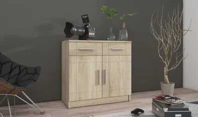 Produktbild von Kommode Sideboard PARIS 2F-2S Wohnwand Wohnzimmer Anbauwand Sonoma Eiche