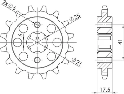 Immagine prodotto di Pignone Passo 525 - Z 14 Denti (Dis.20513)
