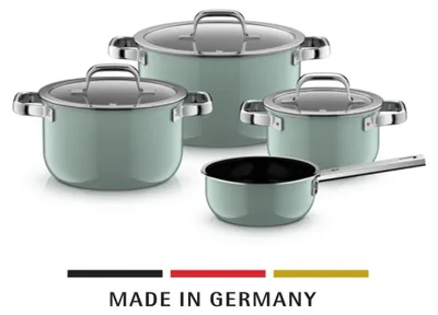 Image de WMF Fusiontec Mineral Pro, ensemble de casseroles, 4 pièces, couleur Eucalyptus Haze, référence 122571