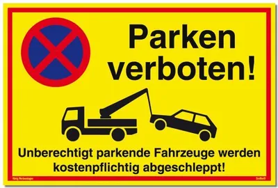 Produktbild von Dreifke® Schild Parken verboten | stabiles Alu-Schild mit UV-Schutz 300x200mm gelb Alu