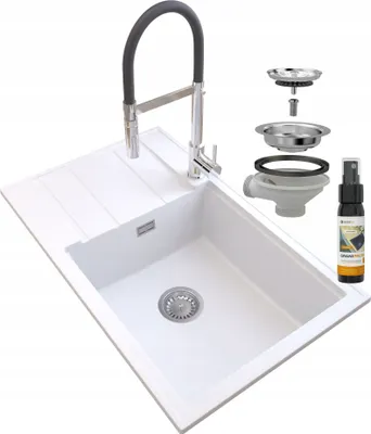 Produktbild von Granitan | Granitspüle LOUIS - 800 x 500 mm - Weiß - Minimalistisches Design - Hochwertige Materialien