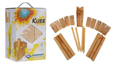 Produktbild von Schildkröt - Funsport KUBB/ SCHWEDENSCHACH (Kubbs 15x5x5cm, King30x7x7cm )