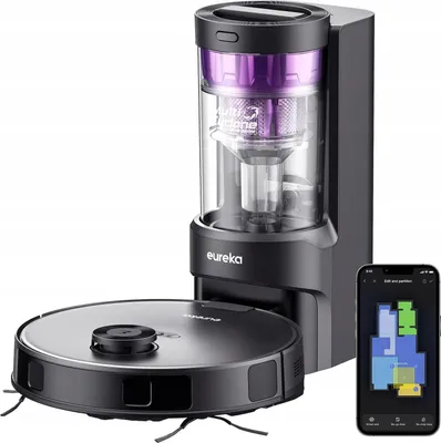 Immagine prodotto di Eureka Color: Black; Simultaneous dry and wet cleaning, Multi Cyclone Station (Bagless - No need for bags replacement), Navigation: Lidar+PSD,Suction power: 4000Pa, 5200mAh battery - up to 180 min. work time, Water Flow Levels: 4, Automa