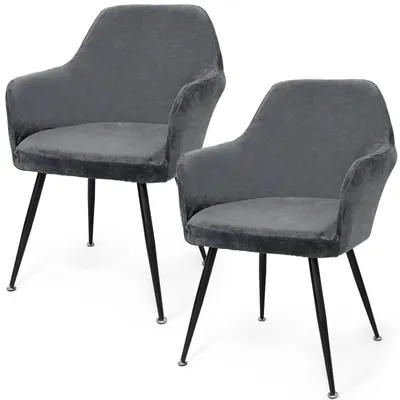 Immagine prodotto di Set di 2 fodere elastiche per sedie con braccioli, lavabili, colore grigio