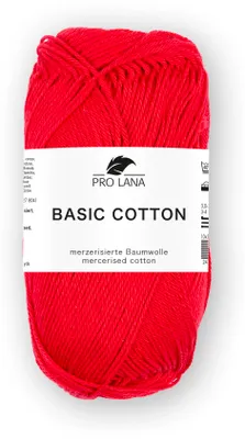 Produktbild von Pro Lana Basic Baumwolle uni 50 g/125m – dünne Wolle zum Häkeln und Stricken – 100% Baumwolle – Weiches Basic-Garn – Glänzend –  Standard 100 – Nadelstärke 3,0-3,5 31 rot