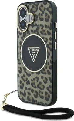Produktbild von Guess Leopard Etui mit MagSafe für iPhone 16 Braun
