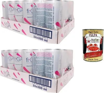 Produktbild von fi.GA'-Bibita Analcolica ai Fiori di Guaranà Alkoholfreies Getränk mit Guaranablüten 48x250ml+ Italian Gourmet polpa 400g