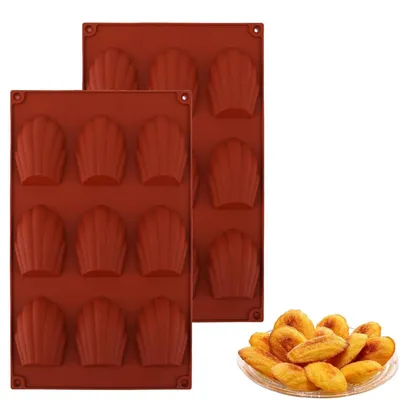 Obrázek produktu pro Silikonová forma na pečení, sada 2 kusů: formy na "Madeleines" a "Bärenpfoten", 9 výlepků, hnědá barva
