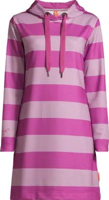 Produktbild von Salzhaut Damen Hoodie-Kleid Rack mit tonigen Streifen - Kapuzenkleid Langarm mit Kapuze in Plum-Flieder Größe L