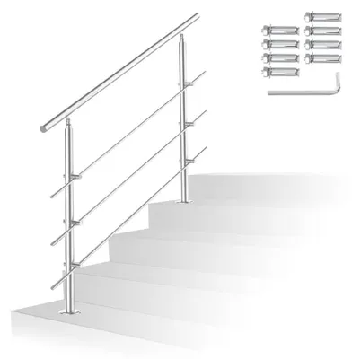 Obrázok produktu pre Nerezová oceľová zábradlie s 3 priečkami, dĺžka 180 cm