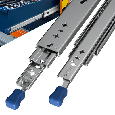 Obrázok produktu pre Vigevee, ťažné koľajnice pre zásuvky, 950 mm, nosnosť 90 kg, plný výsuv, uzamykateľné, 2 kusy