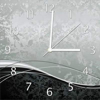 Produktbild von Wallario Design Wanduhr Grau-schwarze Schnörkelei mit Wellen aus Echtglas, Größe 30 x 30 cm