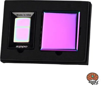 Produktbild von Zippo Geschenk Set Rainbow + Rainbow Etui mit Messing Bügel