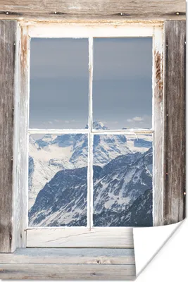 Produktbild von MuchoWow® Poster Durchschaubar - Holz - Berge 120x180 cm - Kunstposter