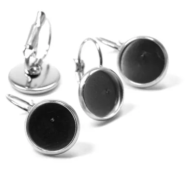 Produktbild von Vintageparts Brisuren Edelstahl 304 silberfarben Cabochon 10 mm, 2 Stück