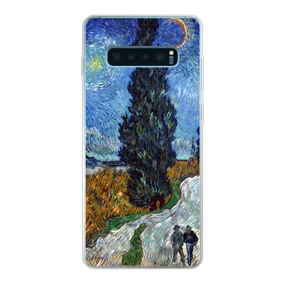 Produktbild von MuchoWow® Handyhülle Schutzhülle Hülle für Samsung Galaxy S10 Plus Straße mit Zypresse und Stern - Vincent van Gogh Silikon Softcase Handy Hülle - Schutzhülle