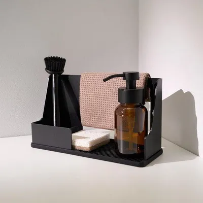 Produktbild von Metall Spüle Organizer, schwarz, Schwammhalter