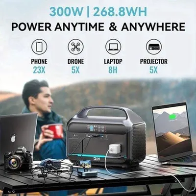 Productafbeelding van Handzame noodstroomgenerator – Mobiele generator – Energiebron – 300W vermogen – Lithium-ion batterij