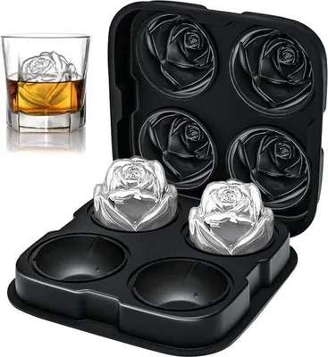Image de Bac à glaçons XXL à 4 compartiments avec couvercle, rose, grand format pour boissons