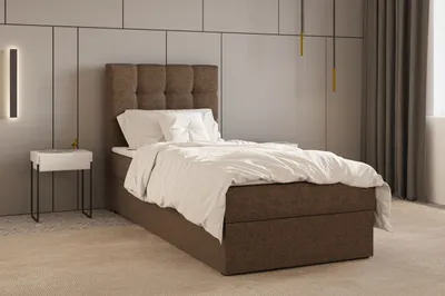 Produktbild von Kontinentalbett, Boxspringbett, Bett mit bettkasten, Bonell-Matratze und Topper, Doppelbett - Boxspringbett 05 - 90x200 - Braun - Hugo 24