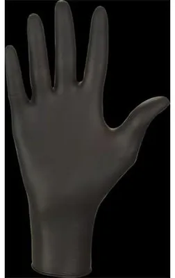 Productafbeelding van Mercator Medical nitrilhandschoenen, poedervrije wegwerphandschoenen Nitrylex Black, maat: XS - 100 stuks, volledig dekkende, ondoorzichtige zwarte kleur, geribbelde vingertoppen, latexvrije wegwerphandschoenen