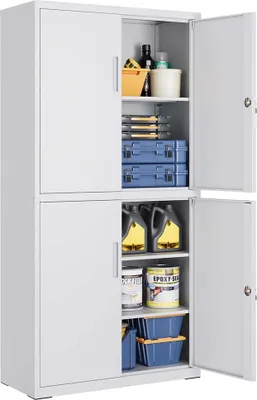 Produktbild von 4-türiger Aufbewahrungsschrank aus Stahl – Aktenschrank – 40 x 80 x 180 cm – mattgrau