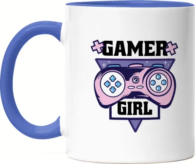 Produktbild von Gamer Girl Emaille Tasse mit süßem Spielkonsole Motiv für Frauen  Mädchen die gerne Konsole zocken Streamerin  PC Zocken